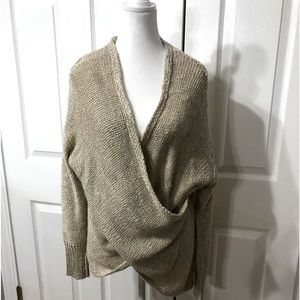 Women’s beige She & Sky Large sweater. Acrylic and rayon blend.